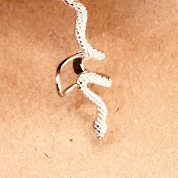 Silver Tone Snake Ear Cuff Snake is Textured & Looks to be Crawling up Ear - Picture 8 of 10